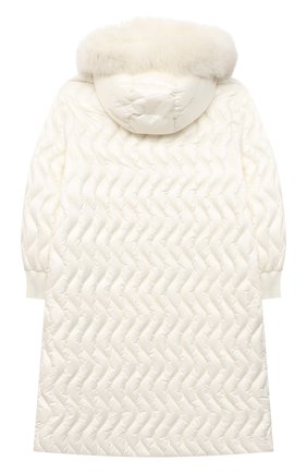 Детское пуховое пальто MONCLER белого цвета по цене 95300 руб., арт. F2-954-1C201-12-53048/12-14A | Фото 2 Детское пуховое пальто MONCLER белого цвета, арт. F2-954-1C201-12-53048/12-14A | Фото 2