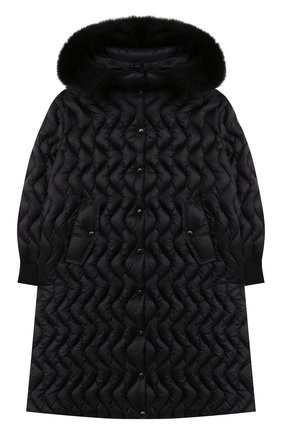 Детское пуховое пальто MONCLER черного цвета по цене 95300 руб., арт. F2-954-1C201-12-53048/12-14A | Фото 1 Детское пуховое пальто MONCLER черного цвета, арт. F2-954-1C201-12-53048/12-14A | Фото 1