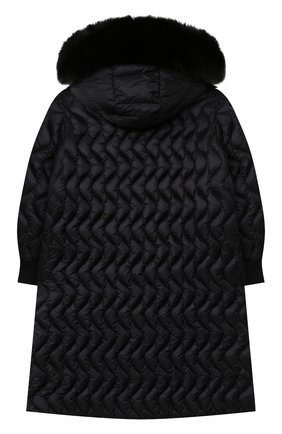Детское пуховое пальто MONCLER черного цвета по цене 95300 руб., арт. F2-954-1C201-12-53048/12-14A | Фото 2 Детское пуховое пальто MONCLER черного цвета, арт. F2-954-1C201-12-53048/12-14A | Фото 2