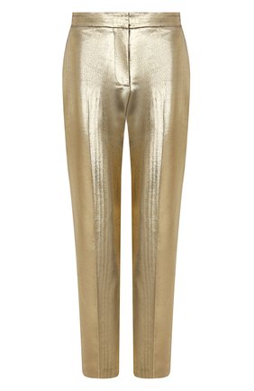 Женские брюки из хлопка и шелка ALEXANDER MCQUEEN золотого цвета по цене 86000 руб., арт. 631818/QEACC | Фото 1 Женские брюки из хлопка и шелка ALEXANDER MCQUEEN золотого цвета, арт. 631818/QEACC | Фото 1