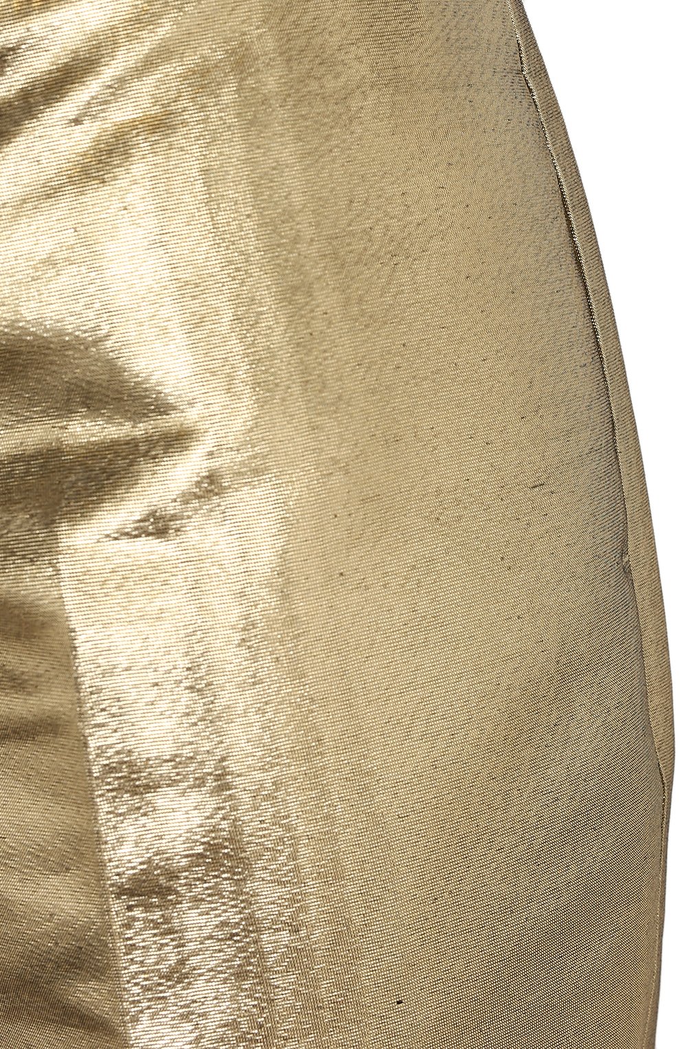 Женские брюки из хлопка и шелка ALEXANDER MCQUEEN золотого цвета, арт. 631818/QEACC | Фото 6 (Материал внешний: Шелк, Хлопок; Длина (брюки, джинсы): Стандартные; Женское Кросс-КТ: Брюки-одежда; Силуэт Ж (брюки и джинсы): Прямые; Материал подклада: Купро)
