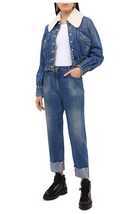 Женская джинсовая куртка BALMAIN синего цвета по цене 155500 руб., арт. UF18641/D059 | Фото 2 Женская джинсовая куртка BALMAIN синего цвета, арт. UF18641/D059 | Фото 2