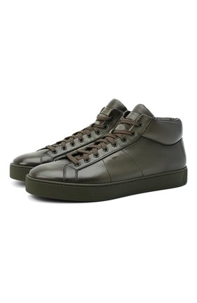 Мужские кожаные кеды SANTONI хаки цвета по цене 45950 руб., арт. MBGL20851MIMRG0TV55 | Фото 1 Мужские кожаные кеды SANTONI хаки цвета, арт. MBGL20851MIMRG0TV55 | Фото 1