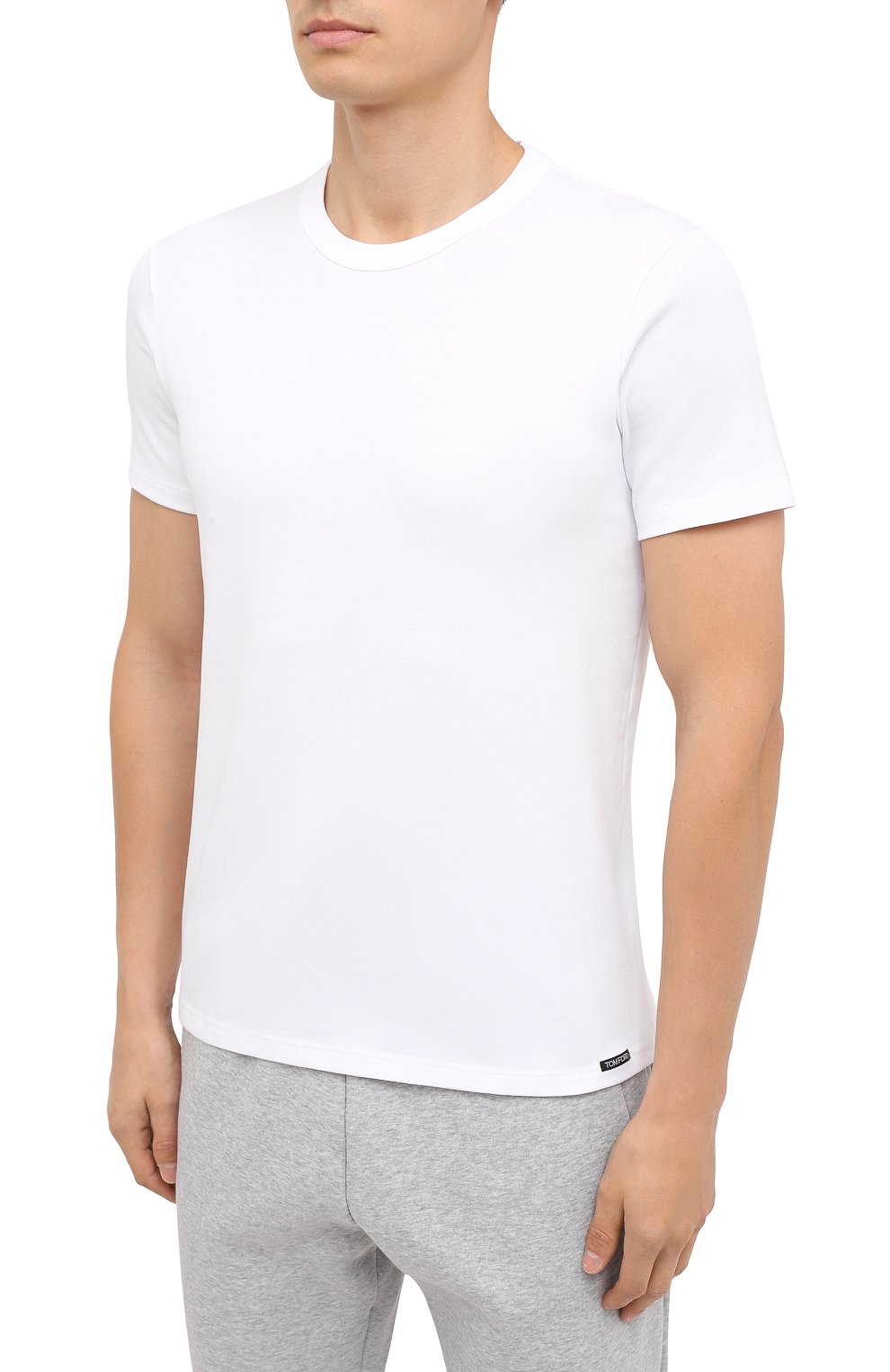 Мужская хлопковая футболка TOM FORD белого цвета, арт. T4M081040 | Фото 3 (Кросс-КТ: домашняя одежда; Рукава: Короткие; Длина (для топов): Стандартные; Региональные ограничения белый список (Axapta Mercury): RU; Материал внешний: Хлопок; Мужское Кросс-КТ: Футболка-белье)