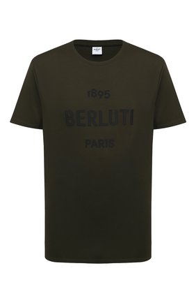 Мужская хлопковая футболка BERLUTI хаки цвета по цене 49650 руб., арт. R18JRS50-001 | Фото 1 Мужская хлопковая футболка BERLUTI хаки цвета, арт. R18JRS50-001 | Фото 1