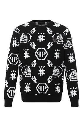 Мужской джемпер PHILIPP PLEIN черно-белого цвета по цене 78300 руб., арт. F20C MKO0910 PKN002N | Фото 1 Мужской джемпер PHILIPP PLEIN черно-белого цвета, арт. F20C MKO0910 PKN002N | Фото 1