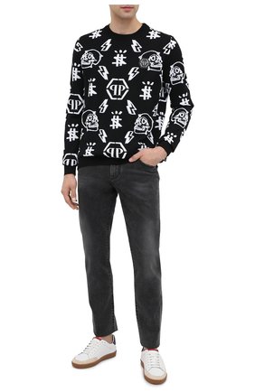 Мужской джемпер PHILIPP PLEIN черно-белого цвета по цене 78300 руб., арт. F20C MKO0910 PKN002N | Фото 2 Мужской джемпер PHILIPP PLEIN черно-белого цвета, арт. F20C MKO0910 PKN002N | Фото 2