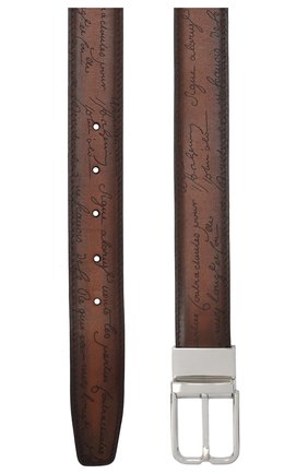 Мужской кожаный ремень BERLUTI коричневого цвета, арт. C0055-001 | Фото 2 (Случай: Формальный; Материал: Натуральная кожа)