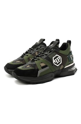 Мужские комбинированные кроссовки hexagon PHILIPP PLEIN хаки цвета по цене 78300 руб., арт. F20S MSC2868 PXV001N | Фото 1 Мужские комбинированные кроссовки hexagon PHILIPP PLEIN хаки цвета, арт. F20S MSC2868 PXV001N | Фото 1