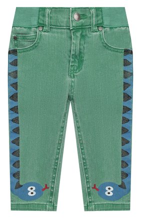 Детские джинсы STELLA MCCARTNEY зеленого цвета, арт. 601539/SPK76 | Фото 1 (Материал внешний: Хлопок; Региональные ограничения белый список (Axapta Mercury): RU; Случай: Повседневный)