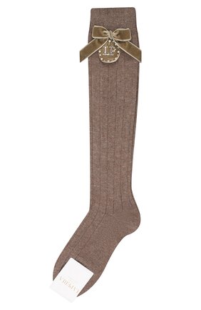 Детские хлопковые носки LA PERLA коричневого цвета, арт. 47878/9-12 | Фото 1 (Материал: Хлопок, Текстиль; Кросс-КТ: Носки)
