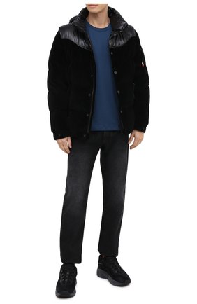 Мужская хлопковая футболка ACNE STUDIOS синего цвета по цене 10550 руб., арт. 25E173/M | Фото 2 Мужская хлопковая футболка ACNE STUDIOS синего цвета, арт. 25E173/M | Фото 2