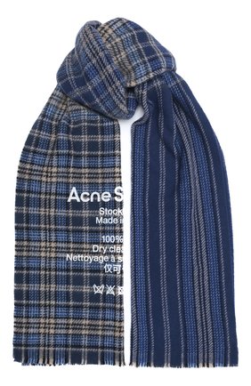 Мужской шерстяной шарф ACNE STUDIOS голубого цвета по цене 16950 руб., арт. CA0095/M | Фото 1 Мужской шерстяной шарф ACNE STUDIOS голубого цвета, арт. CA0095/M | Фото 1