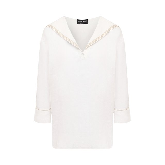 Льняная блузка Giorgio Armani белого цвета