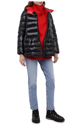 Женские кожаные ботинки blanche MONCLER черного цвета по цене 48400 руб., арт. F2-09B-4G705-00-02SEP | Фото 2 Женские кожаные ботинки blanche MONCLER черного цвета, арт. F2-09B-4G705-00-02SEP | Фото 2