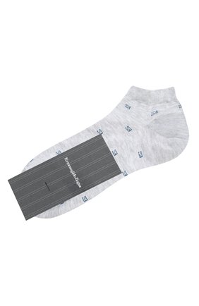 Мужские хлопковые носки ERMENEGILDO ZEGNA серого цвета, арт. N5V023240 | Фото 1 (Материал внешний: Хлопок; Кросс-КТ: бельё)