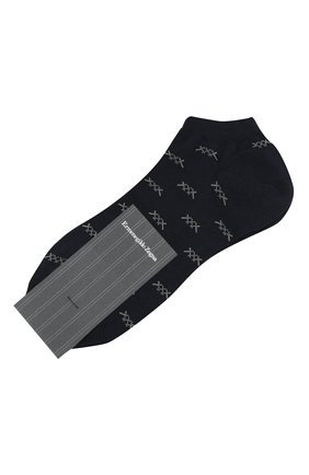Мужские хлопковые носки ERMENEGILDO ZEGNA темно-синего цвета, арт. N5V023250 | Фото 1 (Материал внешний: Хлопок; Кросс-КТ: бельё)