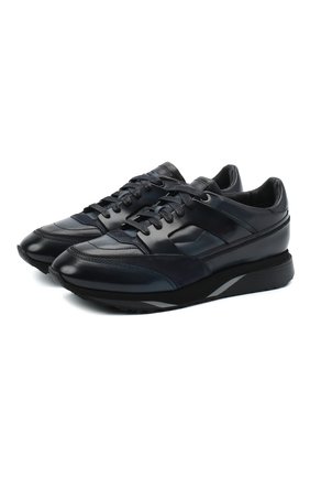 Мужские кожаные кроссовки SANTONI темно-синего цвета по цене 56500 руб., арт. MBEN21167NGGRG0DU55 | Фото 1 Мужские кожаные кроссовки SANTONI темно-синего цвета, арт. MBEN21167NGGRG0DU55 | Фото 1