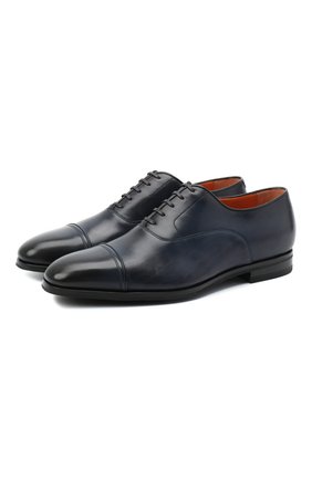 Мужские кожаные оксфорды SANTONI темно-синего цвета по цене 65800 руб., арт. MCLE16207SI1ESCSU53 | Фото 1 Мужские кожаные оксфорды SANTONI темно-синего цвета, арт. MCLE16207SI1ESCSU53 | Фото 1