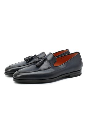 Мужские кожаные лоферы SANTONI темно-синего цвета по цене 65800 руб., арт. MCNC16465SI1ESCSU53 | Фото 1 Мужские кожаные лоферы SANTONI темно-синего цвета, арт. MCNC16465SI1ESCSU53 | Фото 1