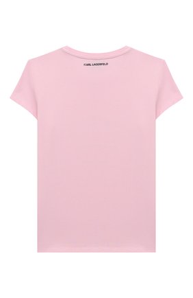Детская футболка KARL LAGERFELD KIDS розового цвета, арт. Z15258 | Фото 2 (Материал внешний: Синтетический материал, Хлопок; Рукава: Короткие; Девочки Кросс-КТ: футболка-одежда)