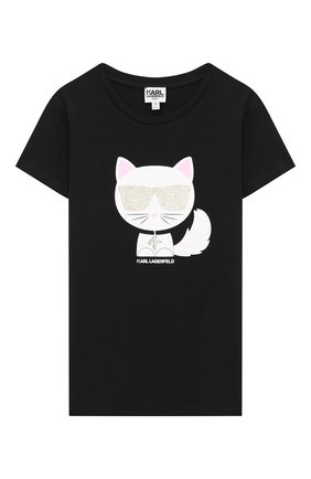 Детская футболка KARL LAGERFELD KIDS черного цвета по цене 5050 руб., арт. Z15258 | Фото 1 Детская футболка KARL LAGERFELD KIDS черного цвета, арт. Z15258 | Фото 1