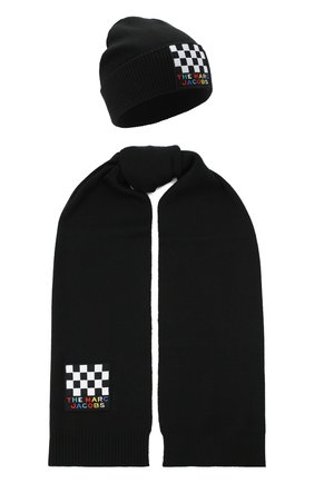 Детский комплект из шапки и шарфа MARC JACOBS (THE) черного цвета по цене 9950 руб., арт. W28017 | Фото 1 Детский комплект из шапки и шарфа MARC JACOBS (THE) черного цвета, арт. W28017 | Фото 1