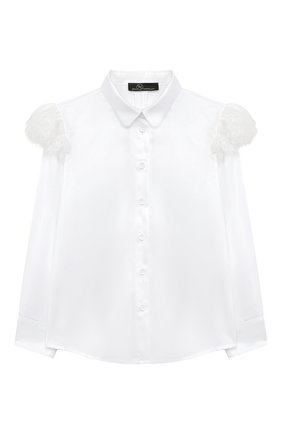 Детское хлопковая блузка DAN MARALEX белого цвета, арт. 210490510 | Фото 1 (Рукава: Длинные; Материал внешний: Хлопок)