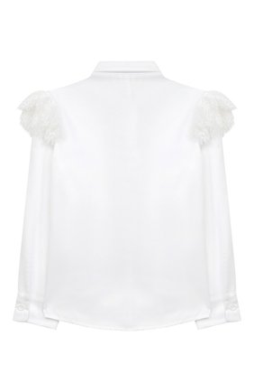 Детское хлопковая блузка DAN MARALEX белого цвета, арт. 210490510 | Фото 2 (Рукава: Длинные; Материал внешний: Хлопок)