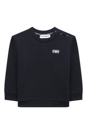 Детский хлопковый свитшот EMPORIO ARMANI темно-синего цвета по цене 7995 руб., арт. 6HHMD7/1JSNZ | Фото 1 Детский хлопковый свитшот EMPORIO ARMANI темно-синего цвета, арт. 6HHMD7/1JSNZ | Фото 1