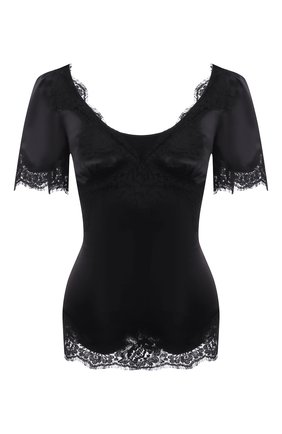 Женская топ из смеси шелка и хлопка DOLCE & GABBANA черного цвета по цене 86300 руб., арт. F7U44T/FURAG | Фото 1 Женская топ из смеси шелка и хлопка DOLCE & GABBANA черного цвета, арт. F7U44T/FURAG | Фото 1