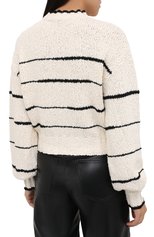 Женский хлопковый свитер PROENZA SCHOULER WHITE LABEL кремвого цвета, арт. WL2037447-KC080 | Фото 4 (Женское Кросс-КТ: Свитер-одежда; Рукава: Длинные; Длина (для топов): Стандартные; Материал внешний: Х�лопок)