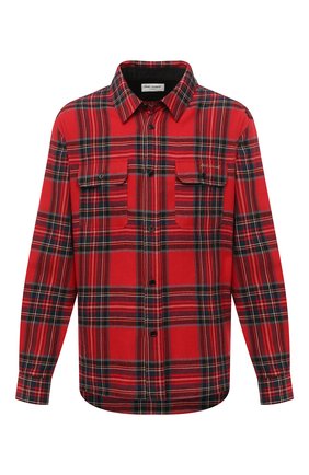 Мужская рубашка из хлопка и шерсти SAINT LAURENT красного цвета по цене 69950 руб., арт. 636581/Y2B37 | Фото 1 Мужская рубашка из хлопка и шерсти SAINT LAURENT красного цвета, арт. 636581/Y2B37 | Фото 1