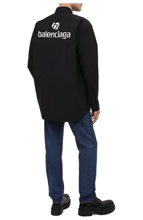 Мужская хлопковая рубашка BALENCIAGA черного цвета по цене 64750 руб., арт. 642291/TYB18 | Фото 2 Мужская хлопковая рубашка BALENCIAGA черного цвета, арт. 642291/TYB18 | Фото 2