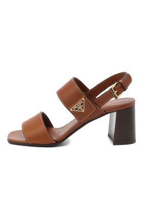 Женские кожаные босоножки PRADA коричневого цвета по цене 59000 руб., арт. 1X378M-248-F0046-065 | Фото 2 Женские кожаные босоножки PRADA коричневого цвета, арт. 1X378M-248-F0046-065 | Фото 2
