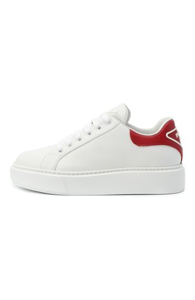 Женские кожаные кеды PRADA белого цвета по цене 62000 руб., арт. 1E452M-3AVF-F0970-045 | Фото 2 Женские кожаные кеды PRADA белого цвета, арт. 1E452M-3AVF-F0970-045 | Фото 2