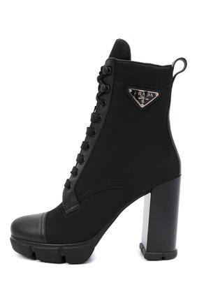 Женские комбинированные ботильоны PRADA черного цвета по цене 79000 руб., арт. 1T427M-3C1F-F0002-110 | Фото 2 Женские комбинированные ботильоны PRADA черного цвета, арт. 1T427M-3C1F-F0002-110 | Фото 2 (Материал внутренний: Натуральная кожа; Каблук тип: Устойчивый; Материал внешний: Текстиль)