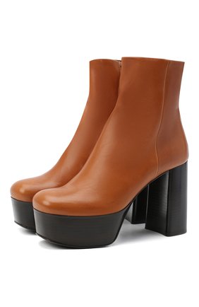 Женские кожаные ботильоны PRADA коричневого цвета по цене 85000 руб., арт. 1TP259-3LBM-F0046-105 | Фото 1 Женские кожаные ботильоны PRADA коричневого цвета, арт. 1TP259-3LBM-F0046-105 | Фото 1