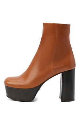 Женские кожаные ботильоны PRADA коричневого цвета по цене 85000 руб., арт. 1TP259-3LBM-F0046-105 | Фото 2 Женские кожаные ботильоны PRADA коричневого цвета, арт. 1TP259-3LBM-F0046-105 | Фото 2