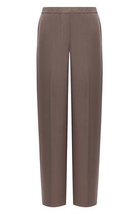 Женские шелковые брюки THEORY коричневого цвета, арт. K0502208 | Фото 1 (Длина (брюки, джинсы): Удлиненные; Женское Кросс-КТ: Брюки-одежда; Силуэт Ж (брюки и джинсы): Широкие; Материал внешний: Шелк)