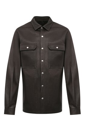 Мужская кожаная рубашка RICK OWENS темно-серого цвета по цене 157000 руб., арт. RU20F3729/LCW | Фото 1 Мужская кожаная рубашка RICK OWENS темно-серого цвета, арт. RU20F3729/LCW | Фото 1