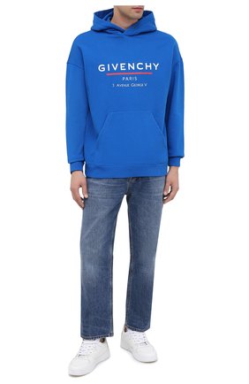 Мужской хлопковое худи GIVENCHY синего цвета по цене 65650 руб., арт. BMJ05430AF | Фото 2 Мужской хлопковое худи GIVENCHY синего цвета, арт. BMJ05430AF | Фото 2