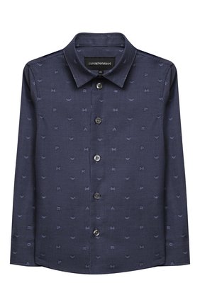 Детская хлопковая рубашка EMPORIO ARMANI синего цвета по цене 8325 руб., арт. 6H4CA4/1NXXZ | Фото 1 Детская хлопковая рубашка EMPORIO ARMANI синего цвета, арт. 6H4CA4/1NXXZ | Фото 1