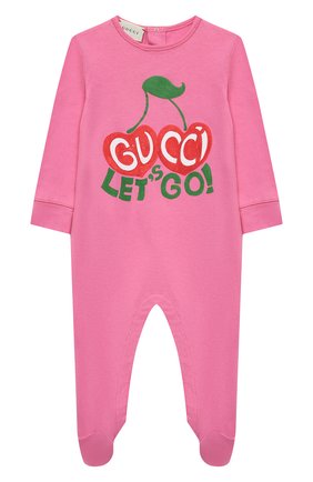 Детский хлопковый комбинезон GUCCI розового цвета по цене 14900 руб., арт. 581015/XJCSX | Фото 1 Детский хлопковый комбинезон GUCCI розового цвета, арт. 581015/XJCSX | Фото 1