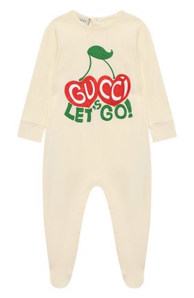 Детский хлопковый комбинезон GUCCI бежевого цвета по цене 14900 руб., арт. 581015/XJCSX | Фото 1 Детский хлопковый комбинезон GUCCI бежевого цвета, арт. 581015/XJCSX | Фото 1
