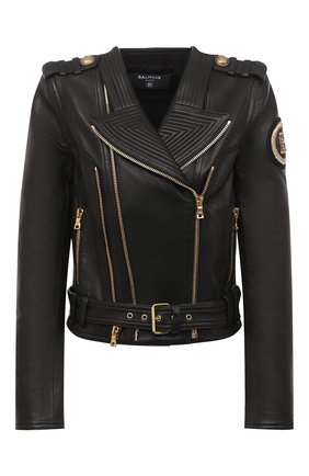 Женская кожаная куртка BALMAIN черного цвета по цене 243500 руб., арт. UF18249/L025 | Фото 1 Женская кожаная куртка BALMAIN черного цвета, арт. UF18249/L025 | Фото 1