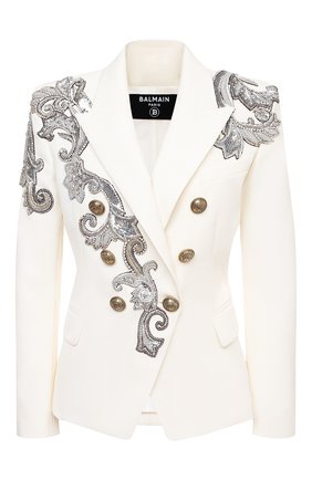 Женский шерстяной жакет BALMAIN белого цвета по цене 292000 руб., арт. UF17110/P050 | Фото 1 Женский шерстяной жакет BALMAIN белого цвета, арт. UF17110/P050 | Фото 1