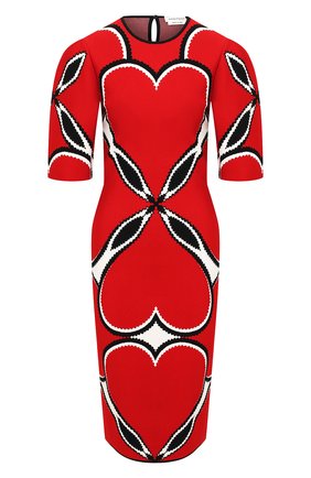 Женское платье из вискозы ALEXANDER MCQUEEN красного цвета по цене 142500 руб., арт. 641905/Q1ARV | Фото 1 Женское платье из вискозы ALEXANDER MCQUEEN красного цвета, арт. 641905/Q1ARV | Фото 1 (Рукава: 3/4; Длина Ж (юбки, платья, шорты): До колена; Женское Кросс-КТ: Платье-одежда, платье-футляр; Стили: Романтичный; Материал внешний: Вискоза; Случай: Вечерний)