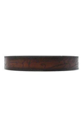 Мужской кожаный ремень BERLUTI коричневого цвета, арт. CS004-001 | Фото 1 (Материал: Кожа, Натуральная кожа; Случай: Формальный)