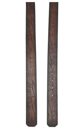 Мужской кожаный ремень BERLUTI коричневого цвета, арт. CS004-001 | Фото 2 (Материал: Кожа, Натуральная кожа; Случай: Формальный)
